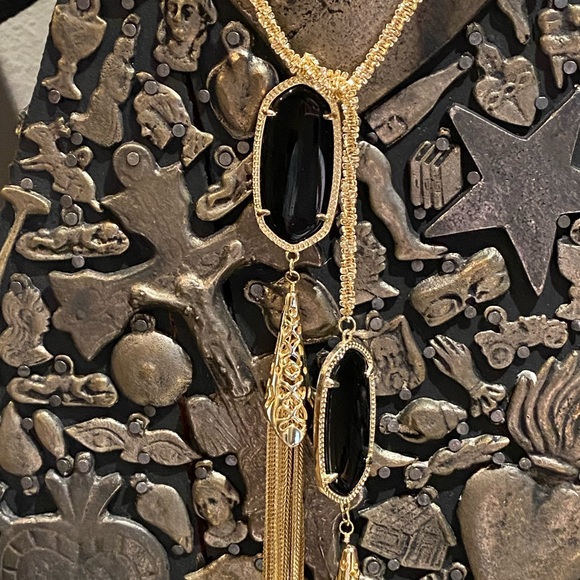 Kendra Scott black stone gold lariat - Picture 4 of 5